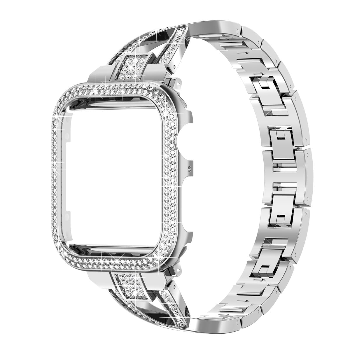 Compatible Apple Watch Diamond Case Protective Cover Bling Rhinestone Crystal Metal Alloy Band Strap Series 9 8 7 6 5 4