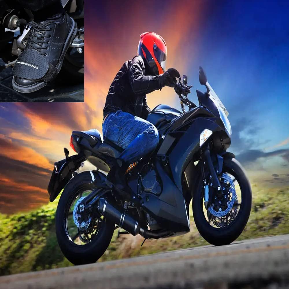 Yolistar Protezione Scarpe Moto,Moto Copriscarpe,Leva del Cambio Accessori,Resistente all'abrasione Gomma (Black)