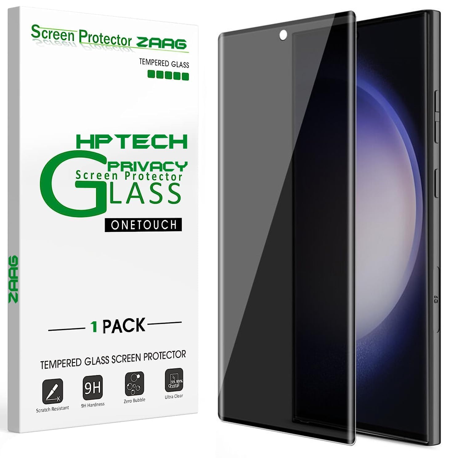 ZAAG (1Pack Privacy Tempered Glass for Samsung S23 Ultra | Curved UV Privacy Screen Protector Guard for Galaxy S23 Ultra | Full Screen Coverage/Anti Spy/HD/Easy Application | Fingerprint Working (B0D7ST4SBV) Amazon Price History, Amazon Price Tracker