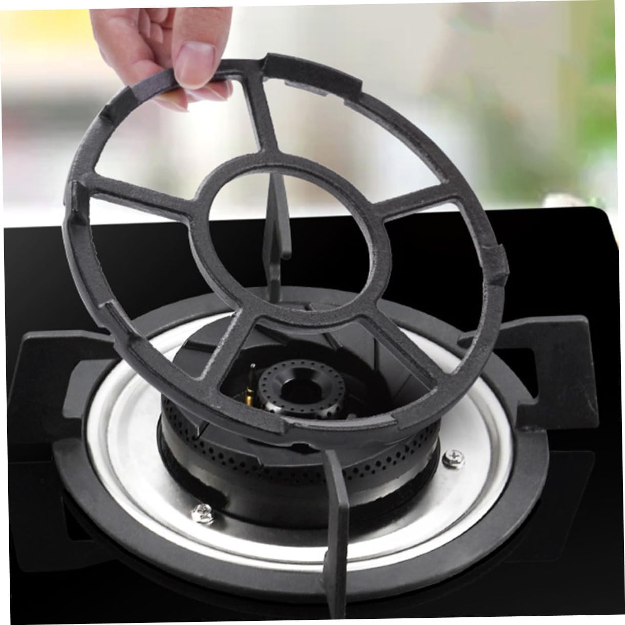Luxshiny 2pcs Cast Iron Wok Stand for Gas Stove Wok Rack for Cooking Stable Cooking Accessory Suitable for Home and Restaurant Use
