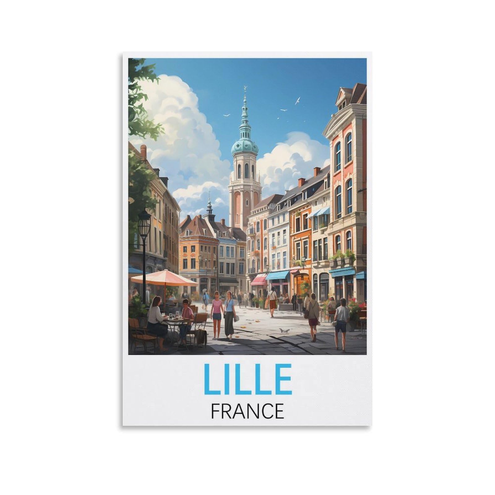 HWJJUII Lille France Vintage Travel Posters 08x12inch(20x30cm) Canvas Wall Posters And Art Picture Print Modern Family Bedroom Decor Posters