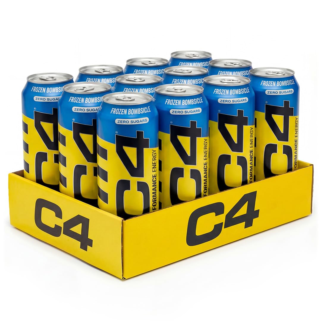C4 Performance Energy Drinks Frozen Bombsicle 500ml (12 pack) | Sugar Free Energy Drink with 160mg Caffeine, 250mg Betaine, 1050mg Taurine | Low Calorie Fizzy Drinks for On the Go Energy and Focus