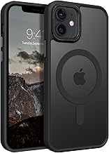 GaoBao Coque pour iPhone 12 Mini 5.4" Compatible avec MagSafe, Hybrid Magnétique Case Étui Translucide Mat Arrière Protection Caméra Housse Fine Antichoc Dos Anti Rayures, Noir
