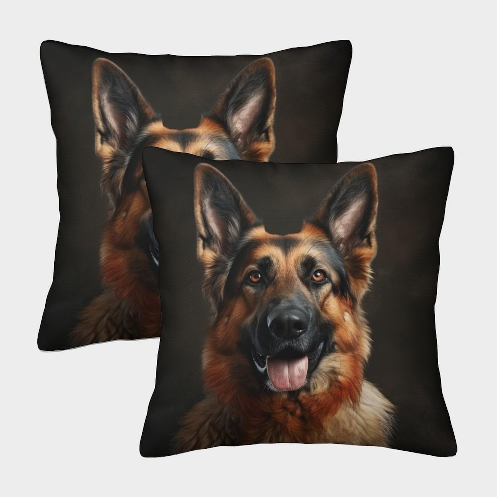 Mefese German Shepherd Dog 3D Printed Throw Pillow Covers Square Throw Pillow Decorative Super Soft Pack Of 2 For Home Couch Sofa Decorative, Gifts 40X40cm