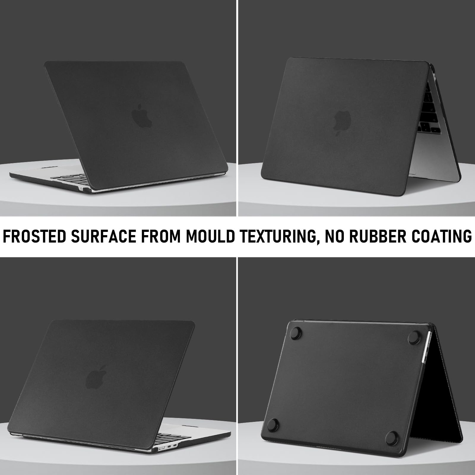 TECOOL Cover Ultra Sottile MacBook Air 13,6 Pollici M3 M2 2024 A3113 e 2022 A2681, Anti-Impronte Custodia Rigida Plastica e Copritastiera Italiano UE, Nera Opaca