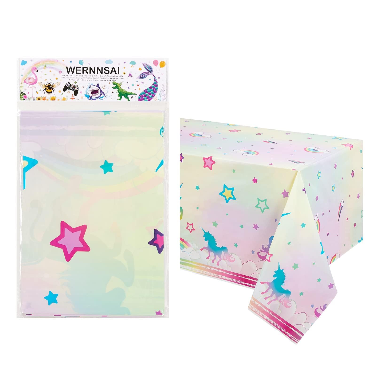 2 Tovaglie Unicorno Usa E Getta Per Feste - 137x274 Cm | Decorazione Compleanno Bambina - Foto 2
