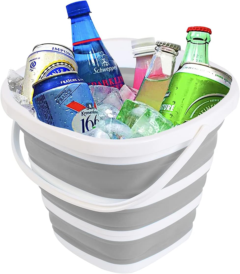Collapsible Plastic Bucket with Handle - 2.6 Gallon (10L) Portable Cleaning Bucket Foldable Water Tub for Household Car Wash - Space Saving Outdoor Fishing, Garden, Camping Water Pail, 2 Pack : Health & Household