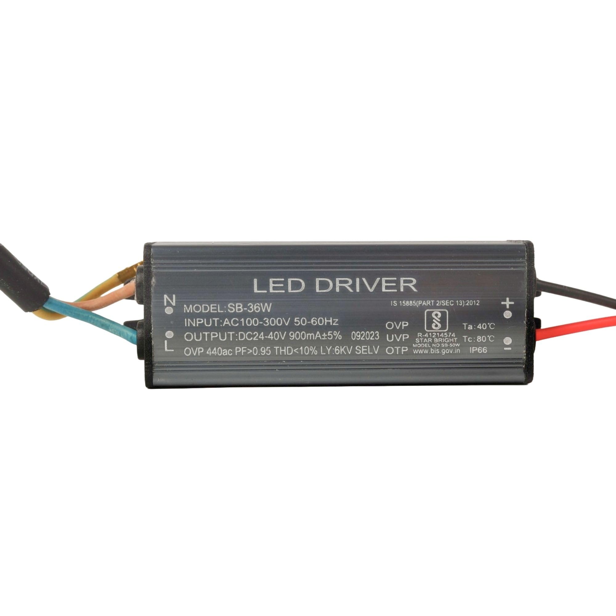 STAR BRIGHT SB-36W-900ma Led Driver With 6kv Surge, OVP,UVP,OTP Protection for Street/Flood Light Manufacturing and Repairing | BIS Approved | IP65 Waterproof And Dust Proof. (50 pcs)