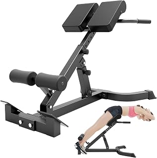 Foldable Roman Chair Back Extender Angle & Height Double Adjustable Hyperextension Bench Back Extension Holds 330 Lbs Roman Chair Exercise Equipment for Home Gym Backs Exercise Machine Black