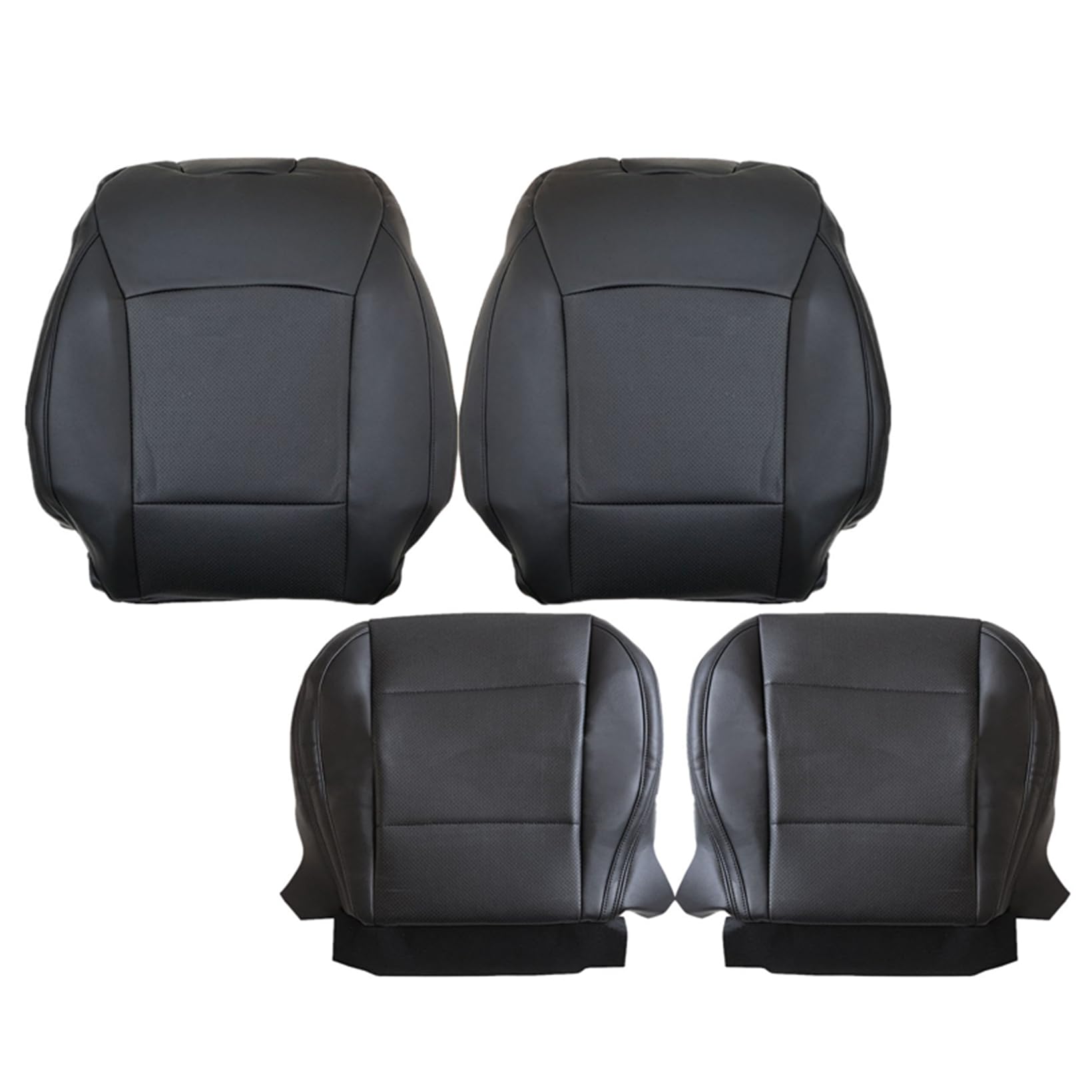NLQR Driver and Passenger Side Bottom and Top Replacement Perforated Seat Covers Black with Black Stitch Microfiber Leather Compatible with Subaru Outback 2015 2016 2017 2018 2019