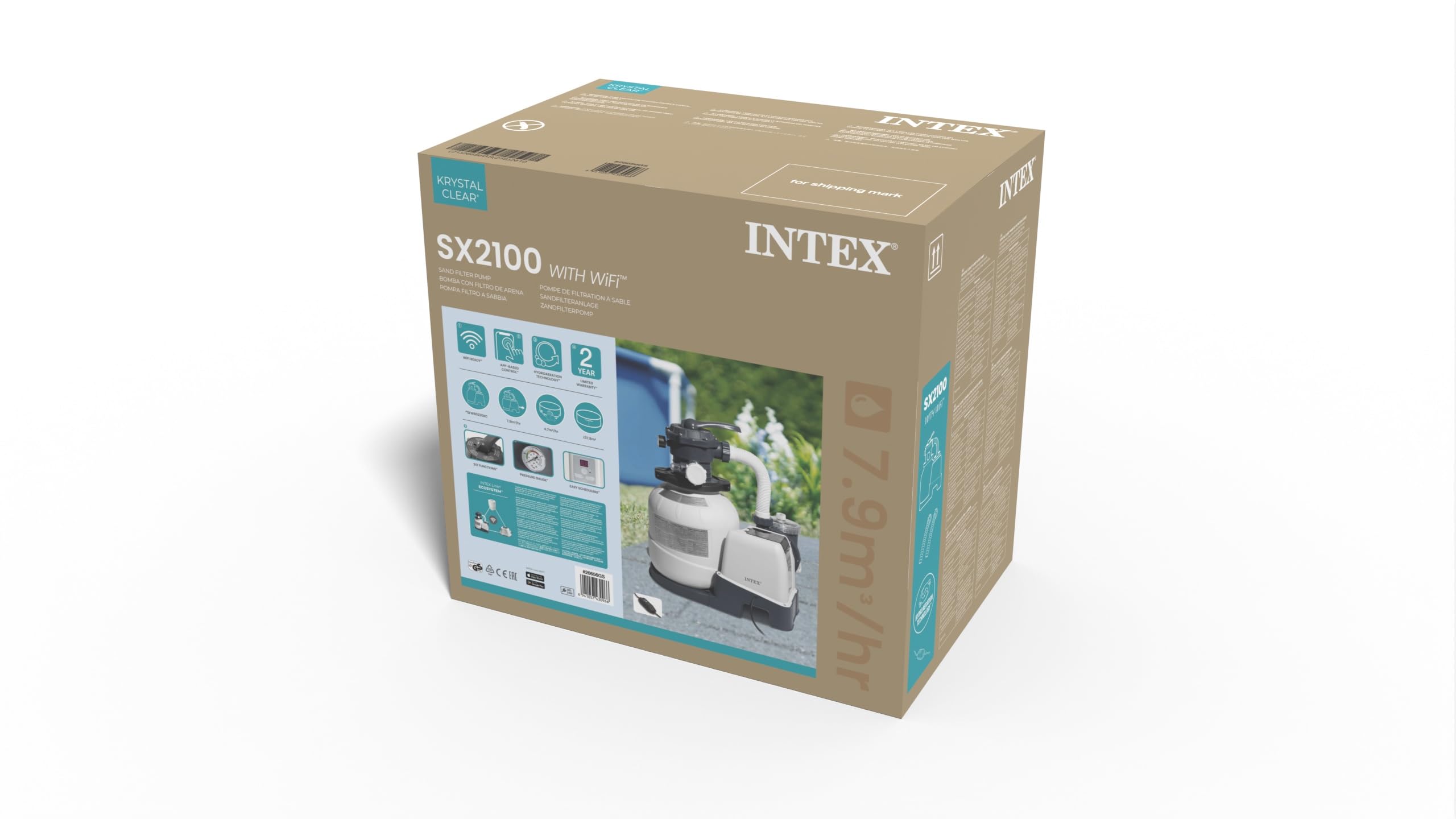 Intex SX2100 Plus Sand Filter Pump W/RCD (220-240 Volt) 26656GS (Pump Flow Rate: 7.9m³/hr)