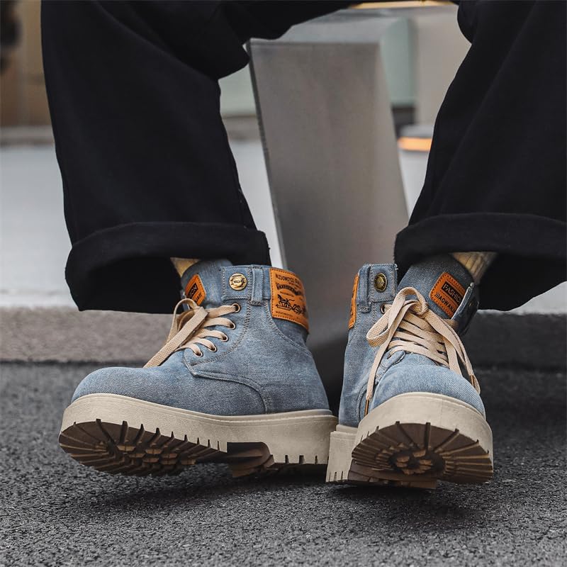 Men's Fashion High Top Sneakers - Casual and Stylish, Lace-up, All-Season Comfort, with Durable PVC Sole, Perfect for Fall Boots4