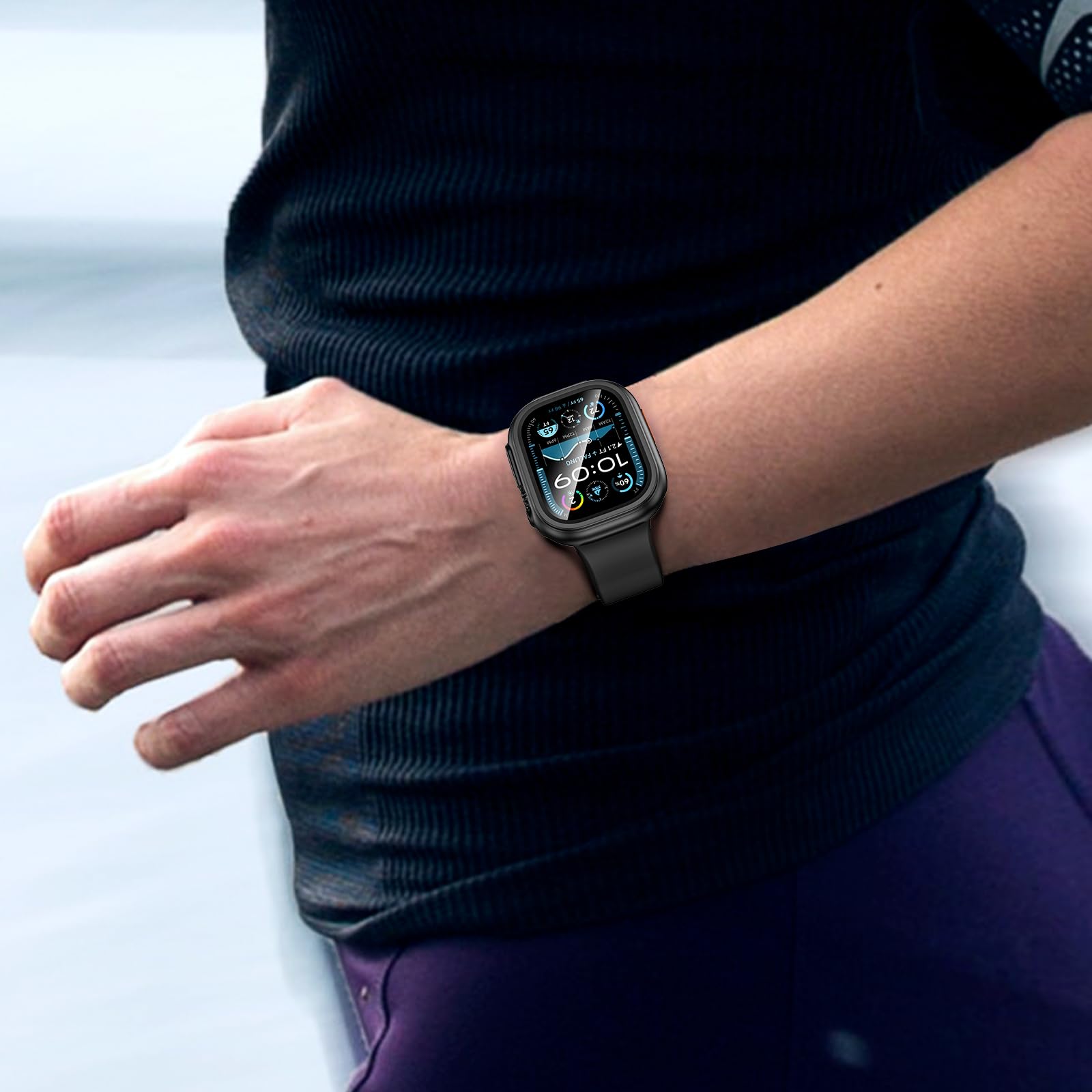[2 w 1] Wodoodporne etui Goton do Apple Watch Series 10, 9, 8, 7, SE2, SE, 6, 5, 4, Ultra, 2, Ultra, 46 mm, 42 mm, 45 mm, 44 mm, 41 mm, 40 mm, 49 mm, twardy PC 360° z osłoną ekranu do akcesoriów do