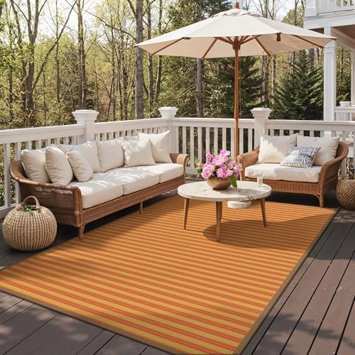 Image of GENIMO Fall Decor Outdoor Rug, Plastic Rugs for Patio, 6'x9' Orange