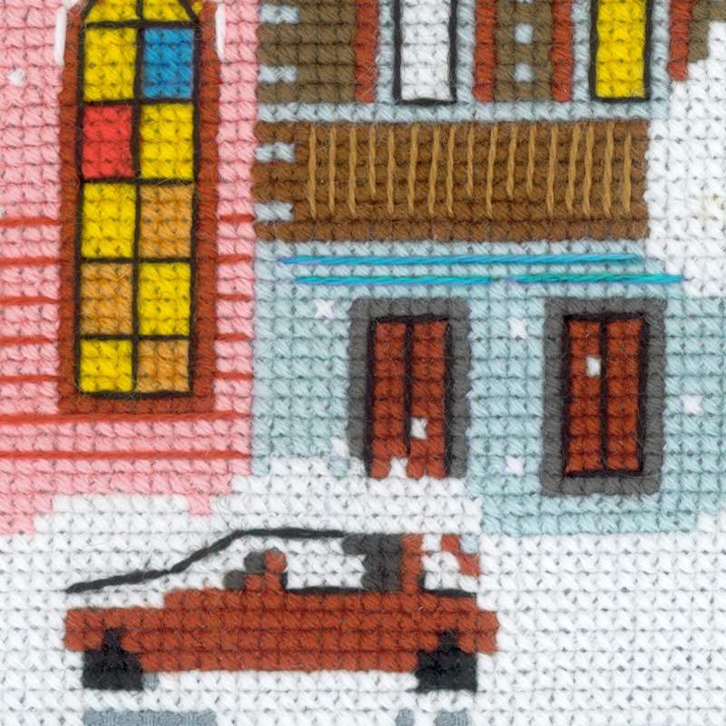 Image of RIOLIS - Christmas City 1683, Christmas Cross Stitch Kit 23,62 inch x 8,27 inch, Cross Stitch Kits for Beginners & Advanced, Cross Stitch Kits for Adults, Counted Stitching Kits, Embroidery Kit Holiday