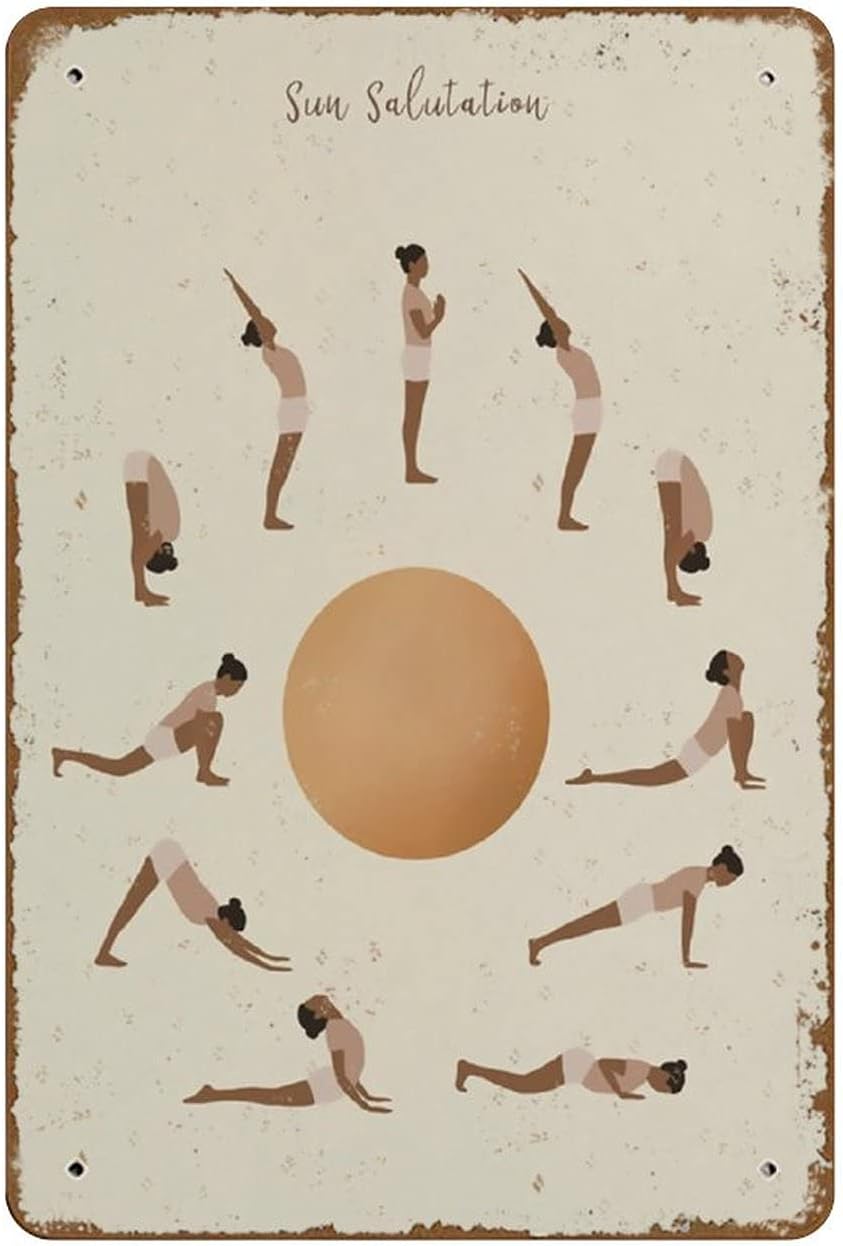 amazon com sun salutation printable yoga poses surya namaskar yoga printable art yoga for teachers sun salutation print yoga wall artnovelty tin metal sign plaque bar pub vintage retro wall decor 140mmx200mm posters