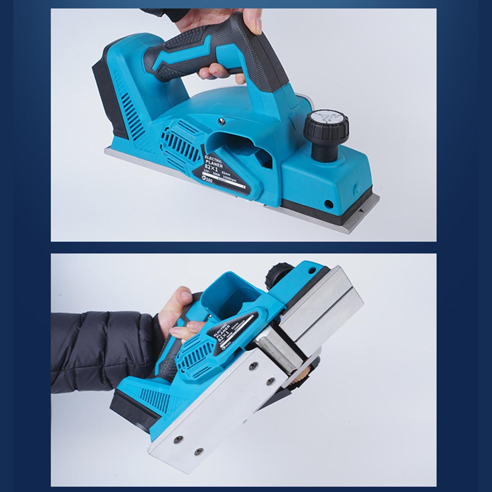 Cepillo Eléctrico para Madera Manual Portátil Planer de Banco sin Cable Máquina para Tablas con Función de Bloqueo Automático y