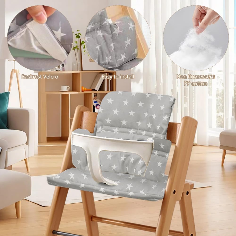 RANJIMA Cojín para trona Tripp Trapp Stokke, Juego de Cojines Asiento y Respaldo 2 Piezas, Acolchado Suave Antideslizante Baby Set Accesorio Silla Infantil Comodo y Transpirable, Funda de Repuesto