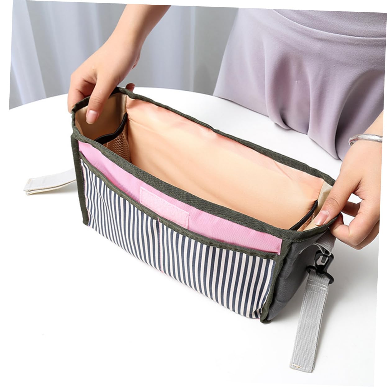 ibasenice 3 Pezzi Borsa Portaoggetti Passeggino Organizer Bottiglia Giocattoli Pannolini Robusto Nero