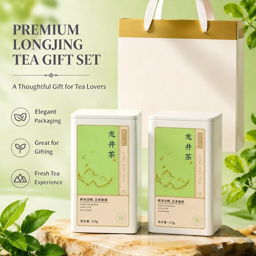 Té Longjing De Primera Calidad 125g * 2 | Fresco Y Aromático | Sin Aditivos | Té Verde A Granel | Bebida Natural Y Saludable