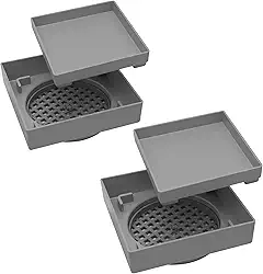 Kit 2 Ralo Oculto 10x10 ABS Premium Não Empena, Não Amarela, Ralo Invisível Inteligente para Porcelanato, Grelha Anti-Inseto - Cinza