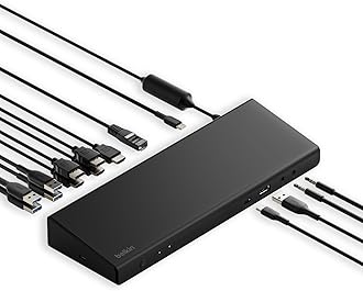 Belkin Triple Display DisplayLink Docking Station Hub with 3 HDMI Ports, 2 DisplayPorts for Triple 4K Display with 85W Power Delivery, Gigabit Ethernet, 3.5mm Mic/Speaker, 1 USB-C and 5 USB-A Ports