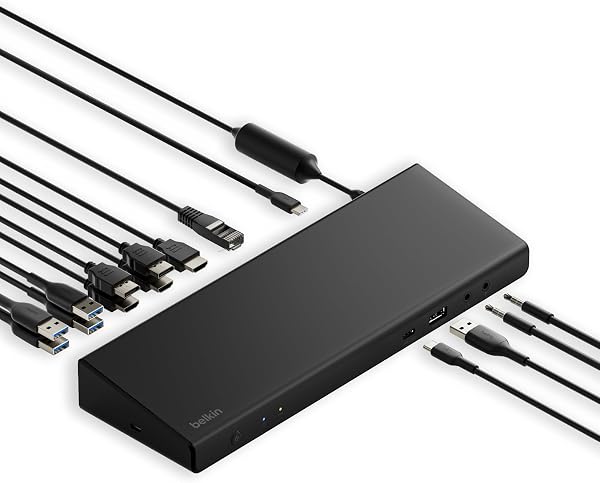 Belkin 15-in-1 Universal Triple Display DisplayLink Docking Station Hub w/ 3 HDMI Ports, 2 DisplayPorts for Triple 4K Di