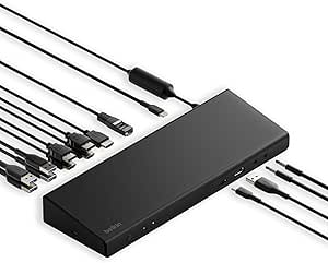 Belkin 15-in-1 Universal Triple Display DisplayLink Docking Station Hub w/ 3 HDMI Ports, 2 DisplayPorts for Triple 4K Display w/ 85W PD, Gigabit Ethernet, 3.5mm Mic/Speaker, 1 USB-C, &amp; 5 USB-A Ports