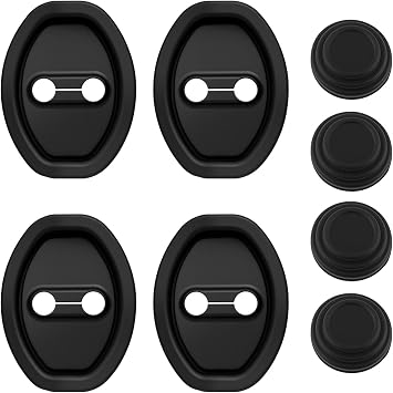 8PCS Car Door Strike Protector Kit with Door Shock Absorber,Upgraded Silicone Doors Latch Protective Cover with Full Adhesive Backing,Universal Car Doors Lock Cover