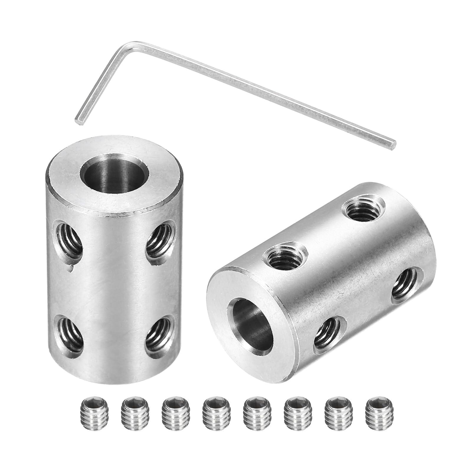 Generic Rigid Screw Coupling 6mm to 6mm Shaft Coupler Connector L22mm x D14mm Steel Joint Connector Rigid Coupling Set for 3D Printers DIY Encoder with 8 Screws & Hex Wrench, 2 Pcs