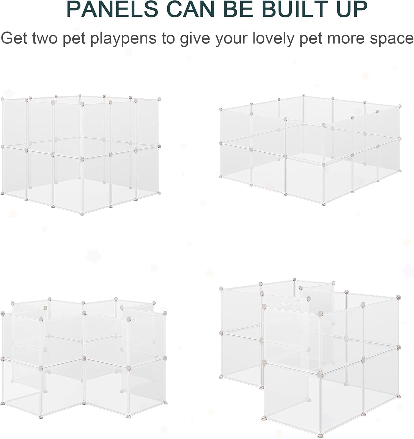 PawHut Pet Playpen, DIY Small Animal Cage, 12 Panels, White, for Kitten, Bunny, Chinchilla, Guinea Pig