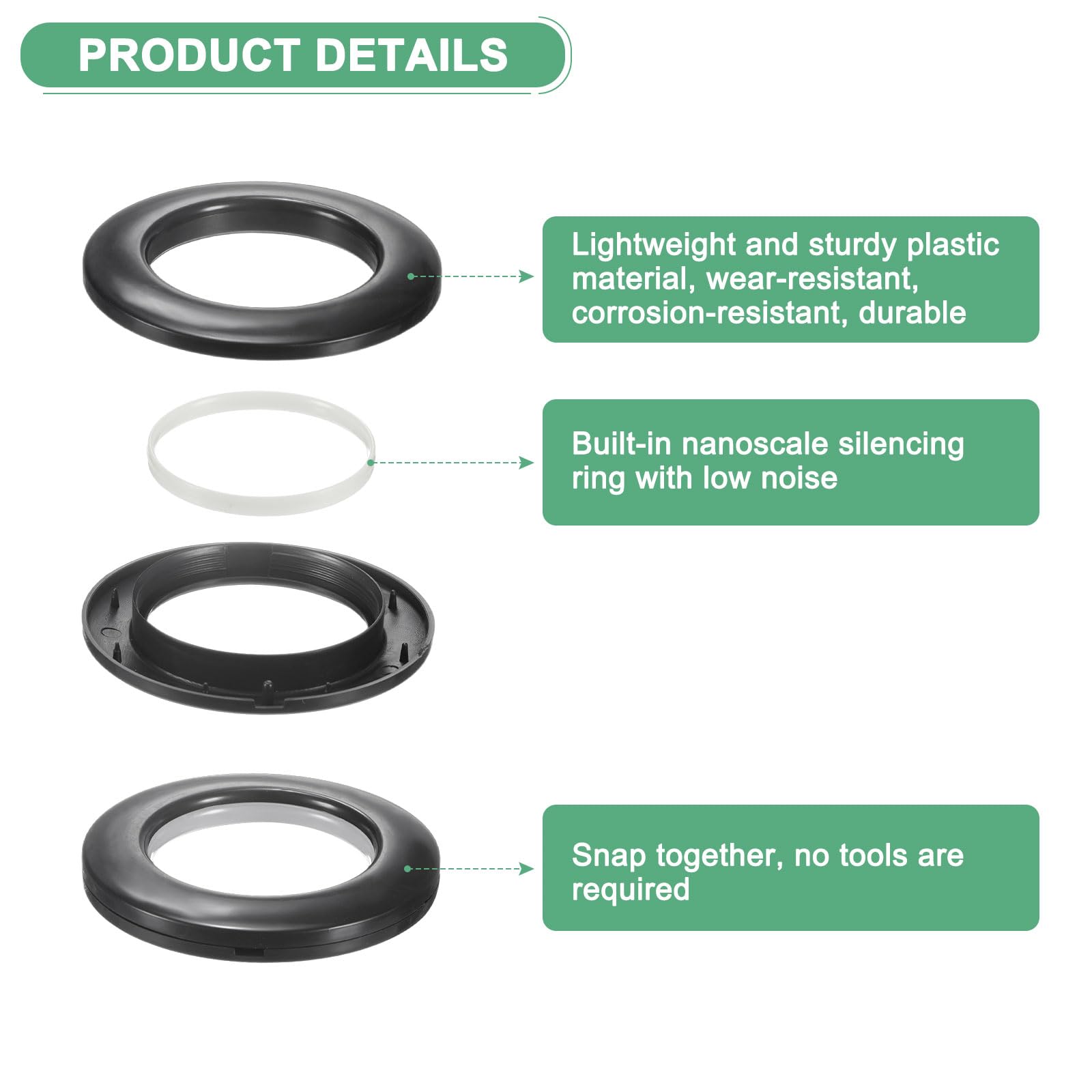 M METERXITY 50-Pack Curtain Grommets, 1-9/16