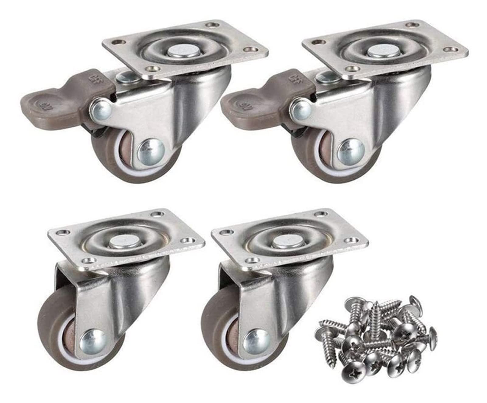 Roulettes pivotantes anti-bruit pour chariot et meuble, lot de 4 pièces de 1 pouce