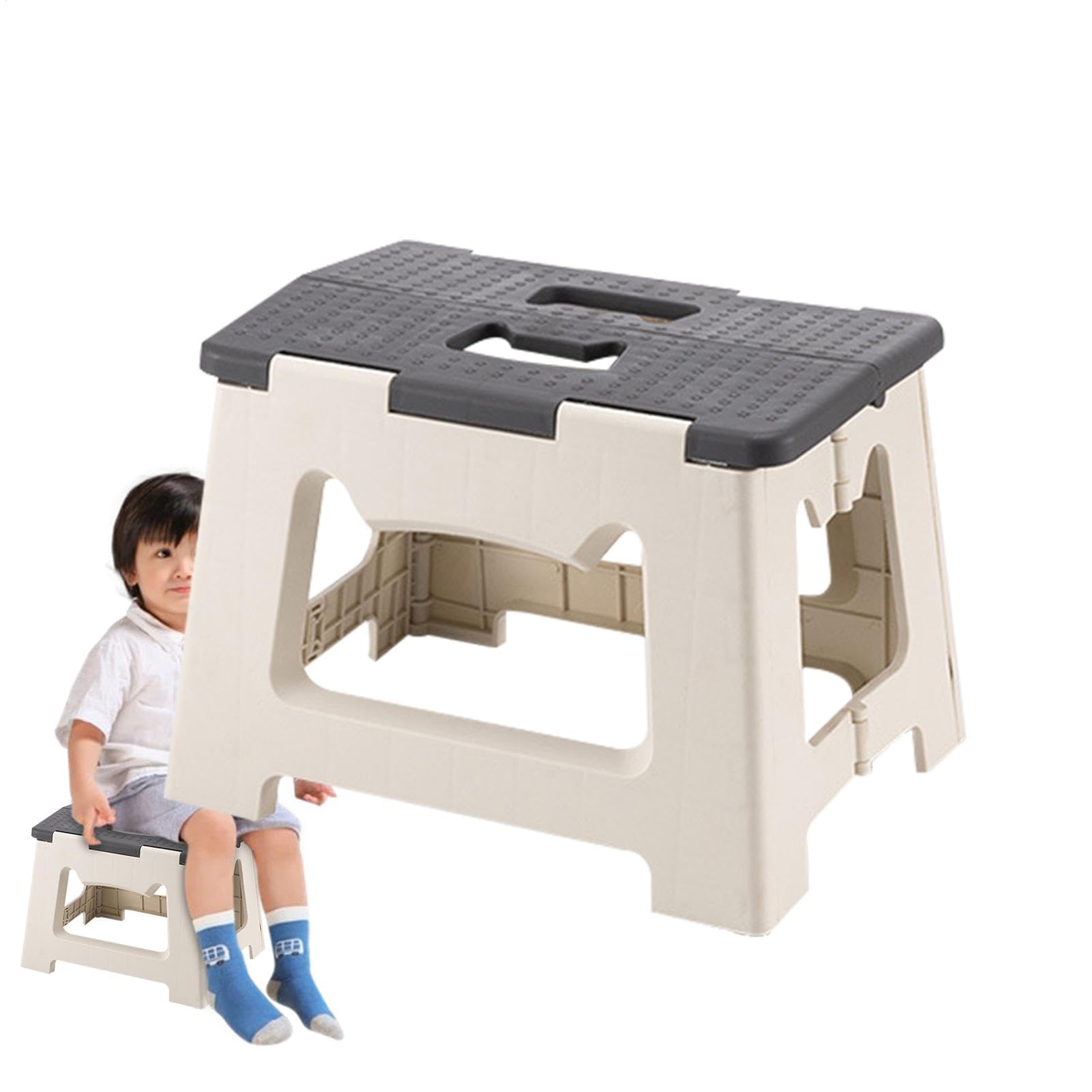 Klapphocker - Outdoor-Trittschemel mit Rutschfester, Leichter, tragbarer Klappstuhl für Camping, Wandern und Gartenarbeit (Elegantes Grau)