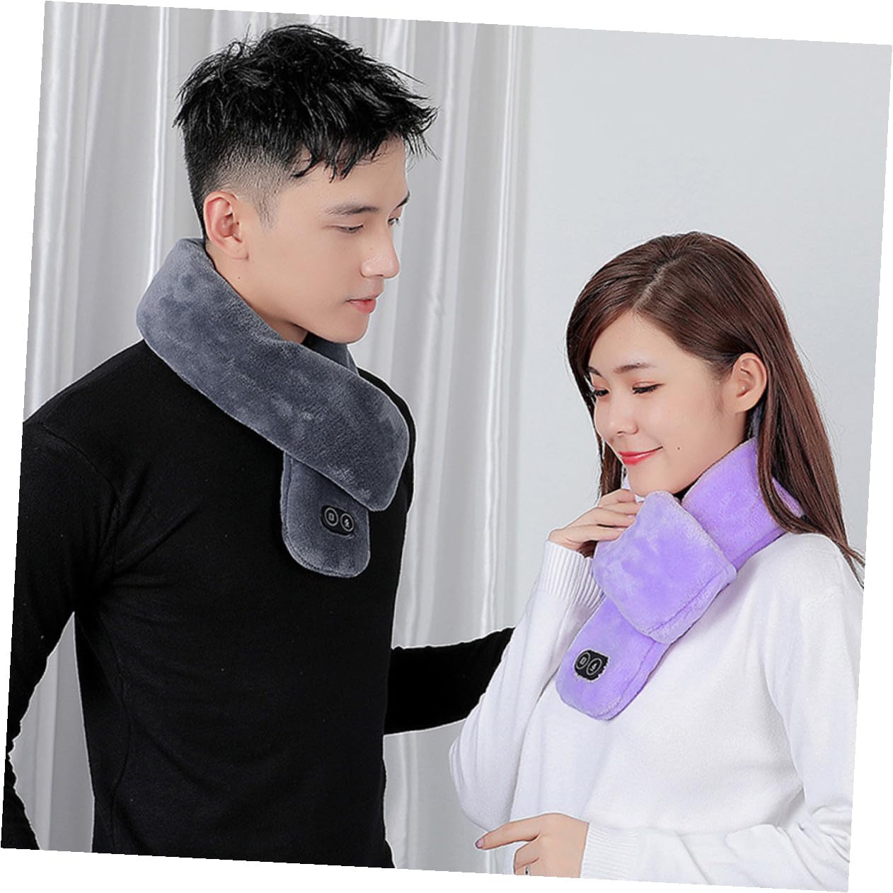 Abaodam Foulard Chauffant D'hiver Souple Violet, Écharpe Chaude pour Cyclisme et Activités Extérieures, Réglable 3 Niveaux de Température, Accessoire Hiver Confortable et Isolant