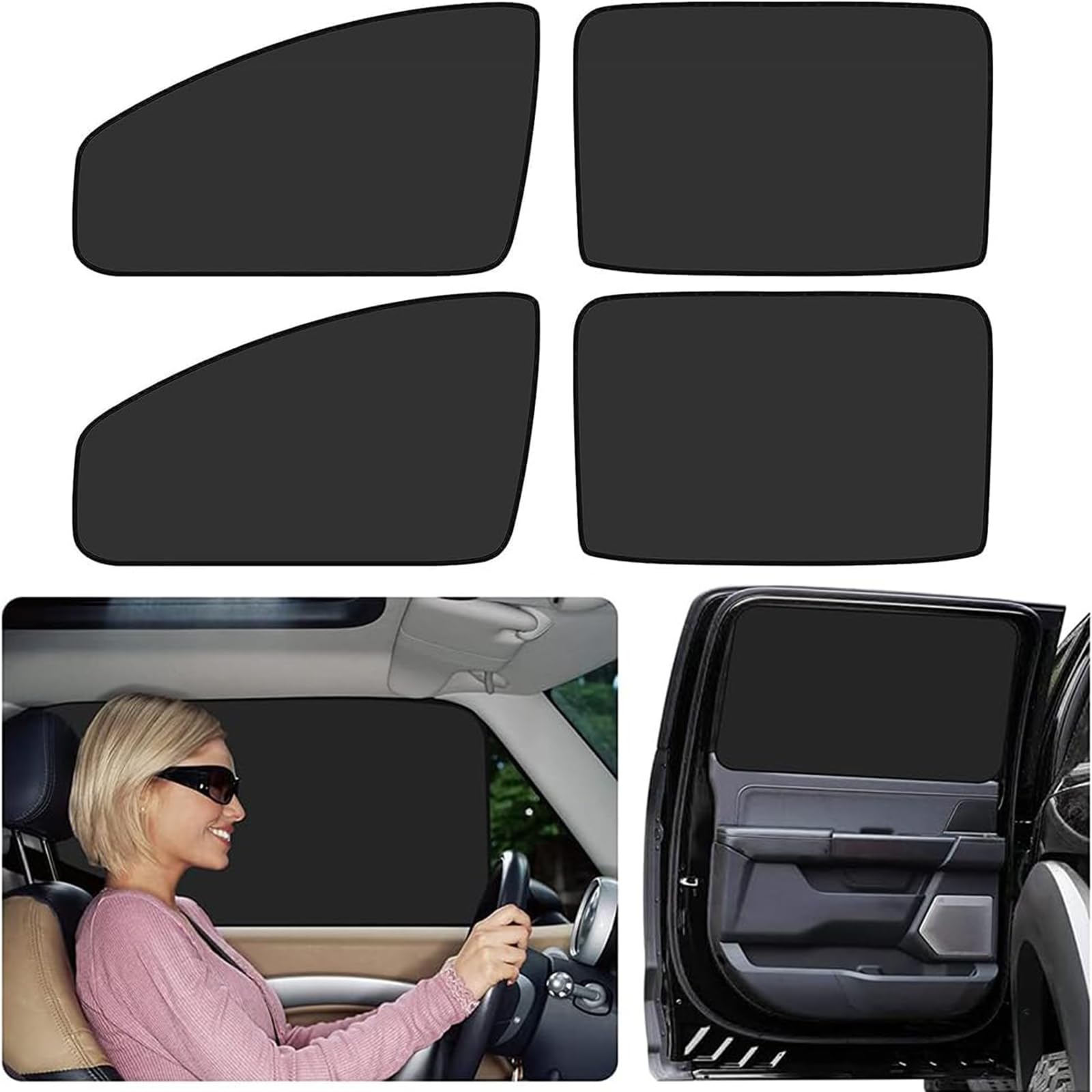 – AnnuoYi Car Side Window Sun Shade,Window Sunshades Privacy Curtains,Foldable Magnetic Car Side Window Sun Shade And UV Protection Privacy Window Cover.（4PCS,Black）