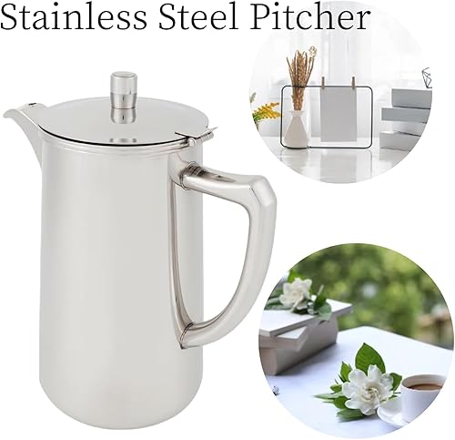 Miniatura 10 de Jarra de acero inoxidable con asa, jarra de agua aislada para bebidas frías de 60.35 onzas / 1.8 litros, hervidor de agua de gran capacidad con tapa