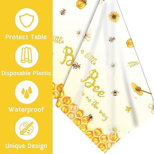 Miniatura 3 de 3 manteles y decoraciones con diseño de abejas pequeñas, manteles rectangulares de plástico desechables para niños y niñas, fiestas temáticas de