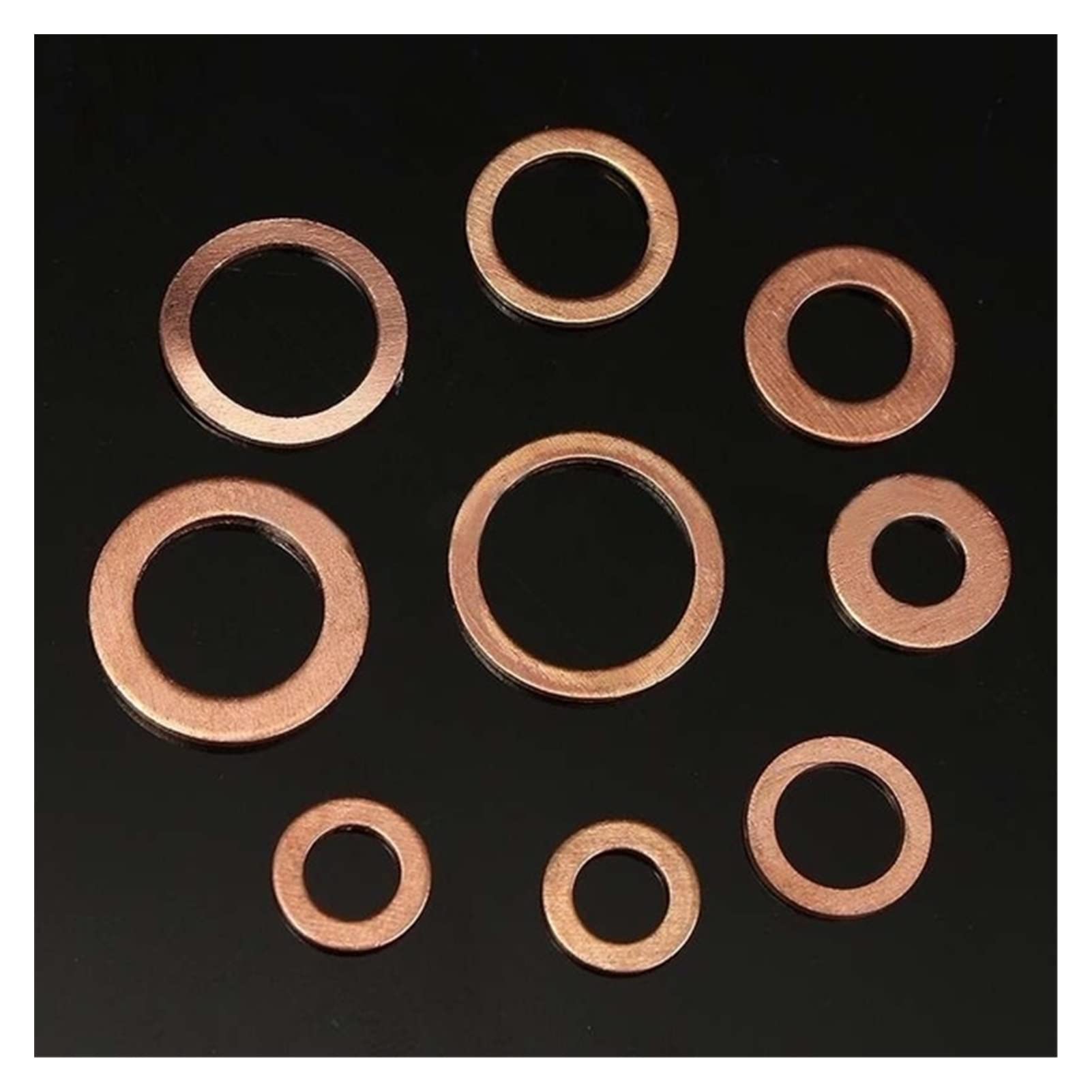 YANGQI yaoqijie Multi-Dimensioni 15 0pcs. Guarnizione della rondella di Rame Set Set Kit di assortimento di Guarnizione Anello Piatto con Scatola Lasting