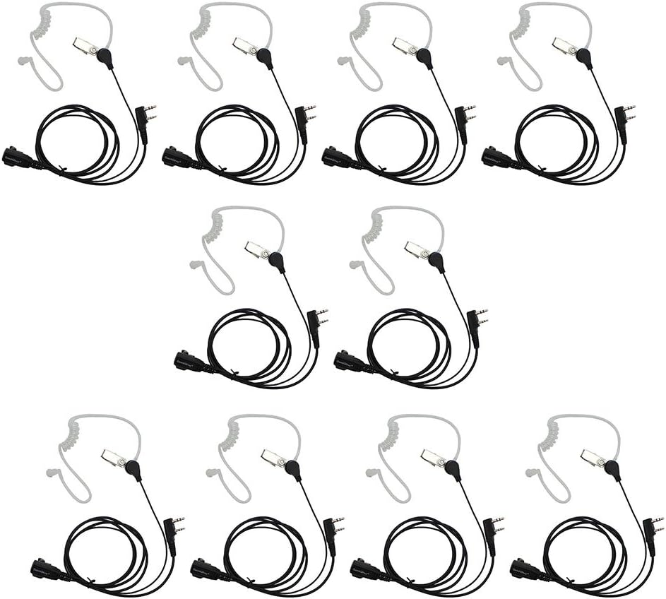Walkie Talkie Earpiece with PTT Mic Compatible with Kenwood PUXING Baofeng UV5R 666s 888S Retevis H-777 2 Way Radio Walkie Talkies (10Pack)