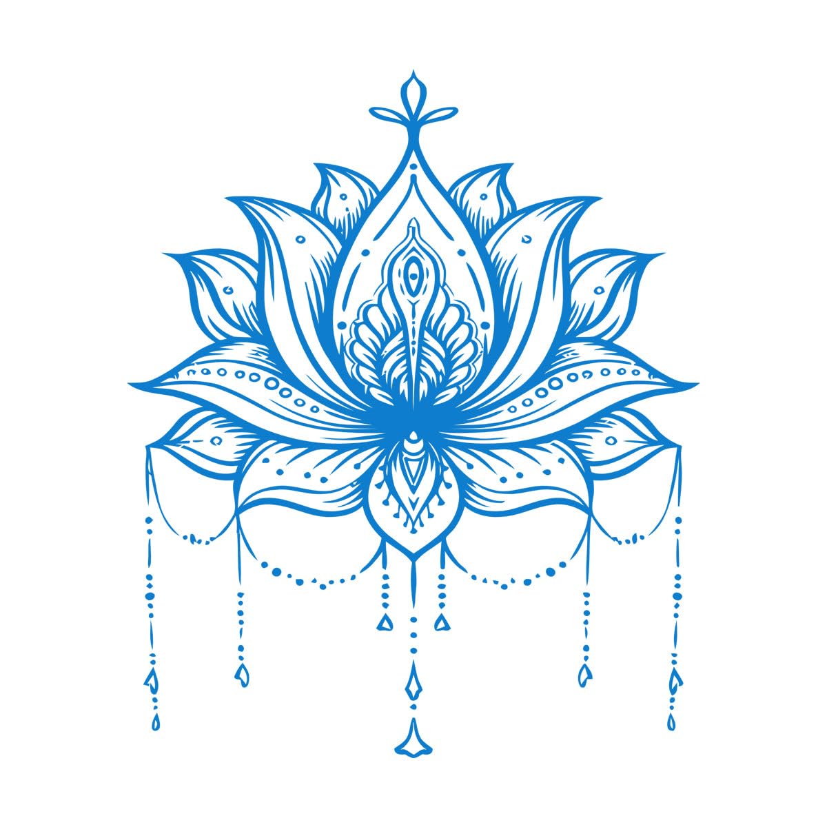 Fine Carving Decals Lotus Flower Yoga Center Zen Symbol Harmony 54x67.2cm Easy Installation Large Blue