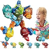 Miicasa 6-in-1 Toddler Dinosaur Transformer Toys, Dino Transforming Robot, 6 Dino Eggs into Large...