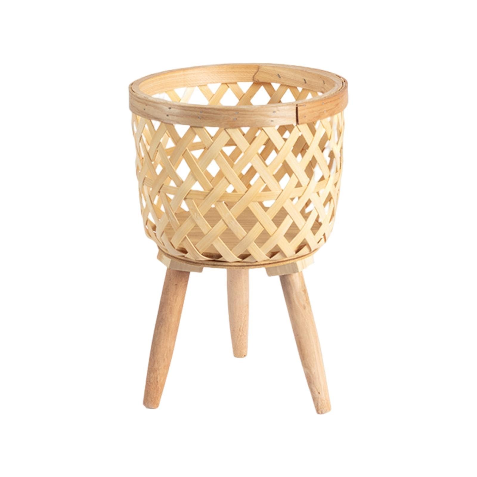 Indoor Outdoor Wicker Basket with Removable Legs, Woven Planter Cover for All Weather, Planter Container, Plant Stand Pot for Plants 27 cm (A, One Size)