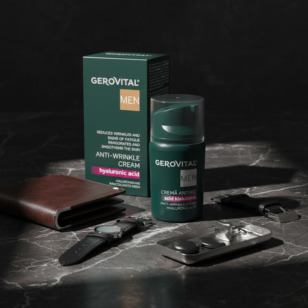 GEROVITAL MEN Anti Wrinkle Face Cream with Hyaluronic Acid, Vitamin E, Facial Skin Care, Moisturizer Face Cream, Anti Aging, 30 milliliters - Image 9
