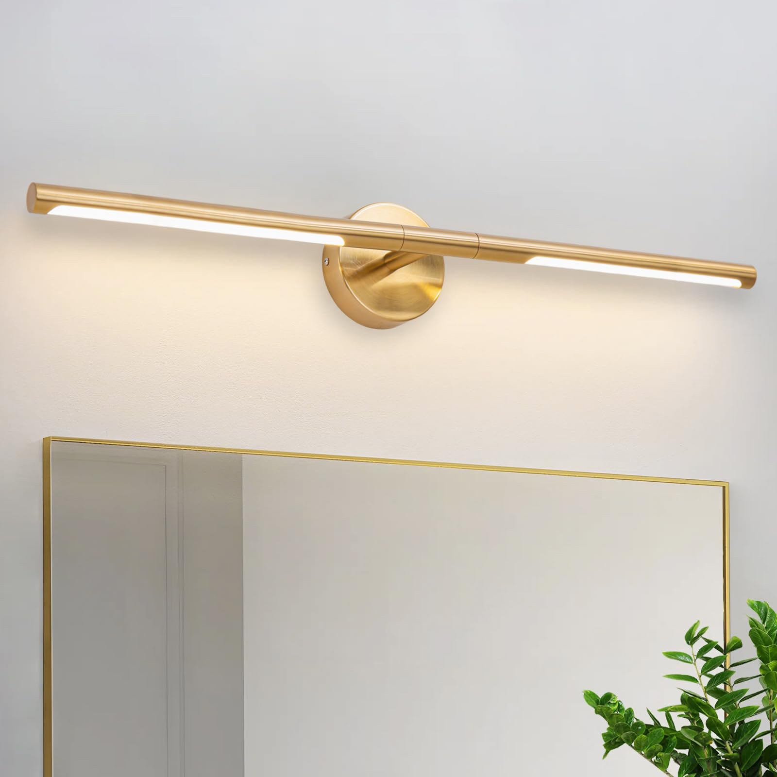 Gold Bathroom Light Fixtures Over Mirror 30 Inch 20W 360 Rotatable Dimmable 4000K Led Vanity Light Bar Brushed