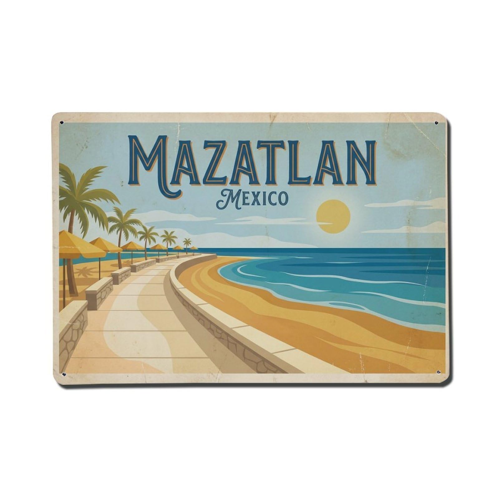 Cxhjca 8X12inch(20X30cm) Vintage Travel Mexico Mazatlan Metal Tin Sign