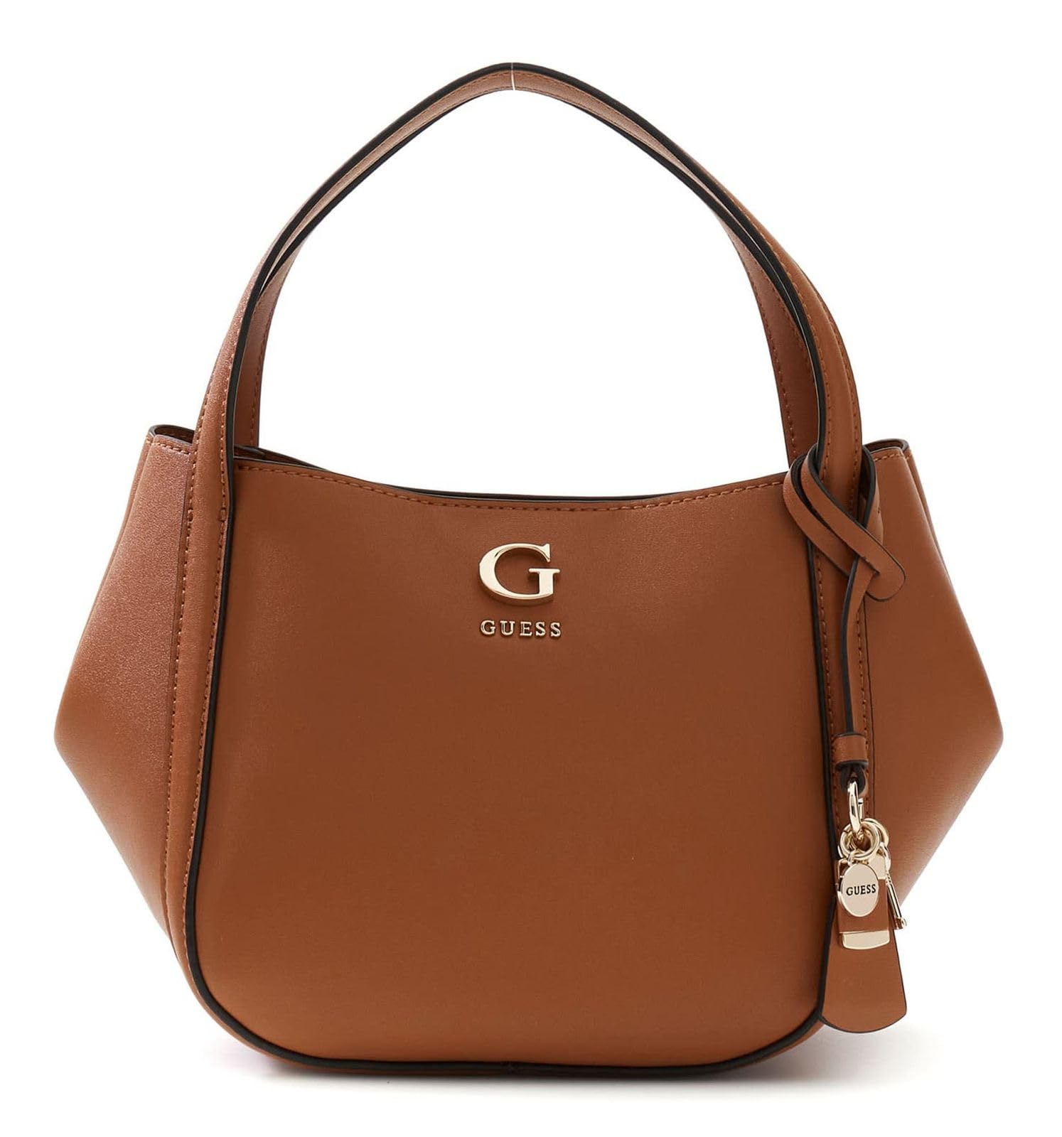 Sac à épaule GUESS bicolore caramel brun au design rigide iconique - 5