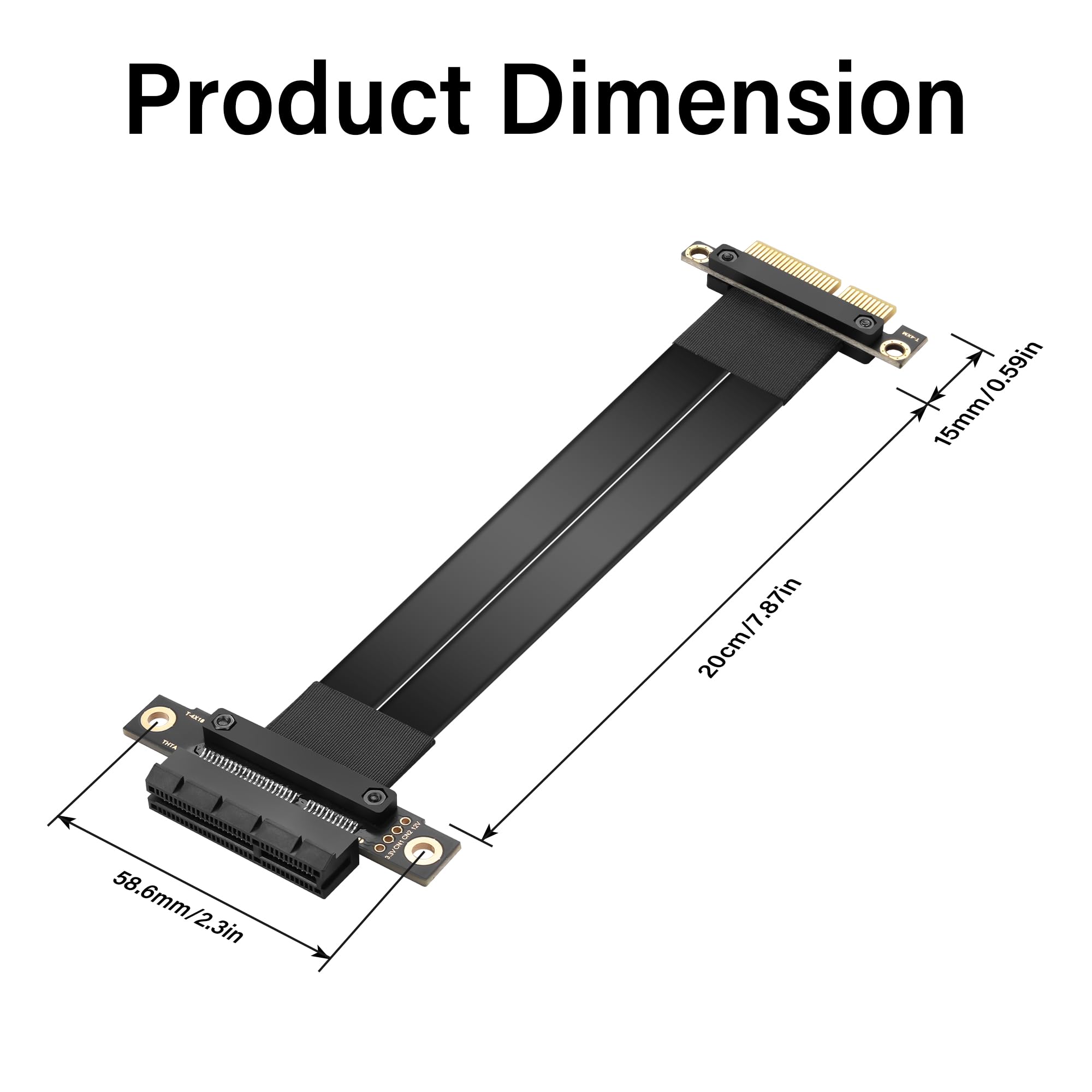 SinLoon Kabel przedłużający PCIe 3.0 X4 PCI-E 4X męski na żeński, 20 cm (180 stopni)