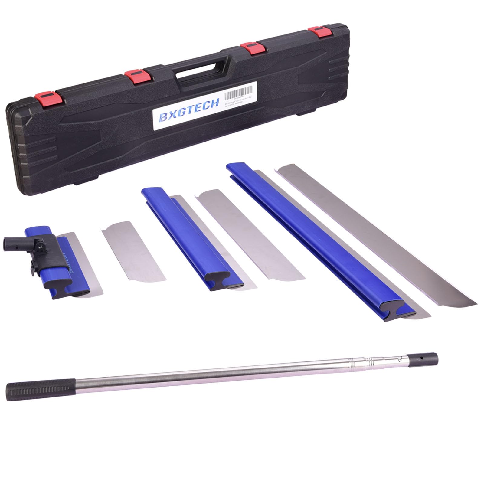 BXGTECH Drywall Tools Skimming Blade with Extension Handle - 12", 20" & 32" Blades with 2 Pack 0.3 mm Blades, Construction Tools End Caps, Wall-Board