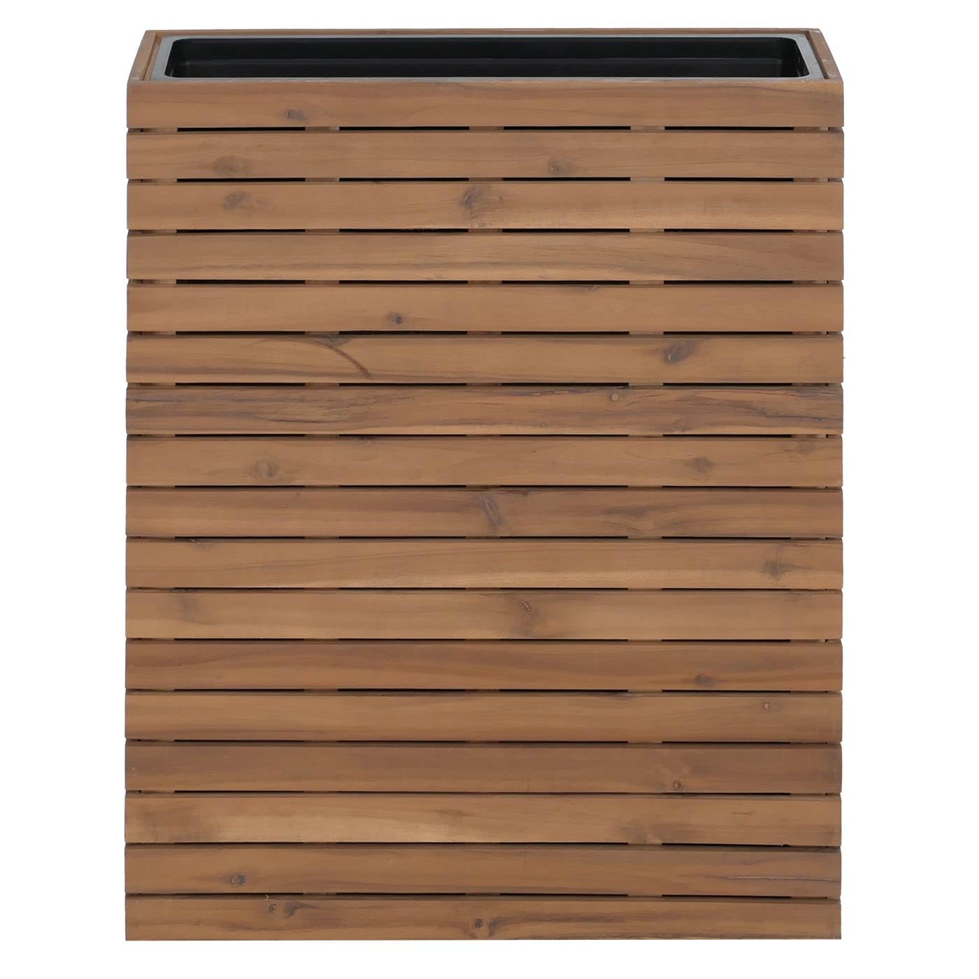 Mendler Pflanzkasten HWC-L21, Hochbeet Pflanzkübel Blumentopf, eckig 77x63x23cm Outdoor Akazie Holz FSC®-Zertifiziert - Hellbraun